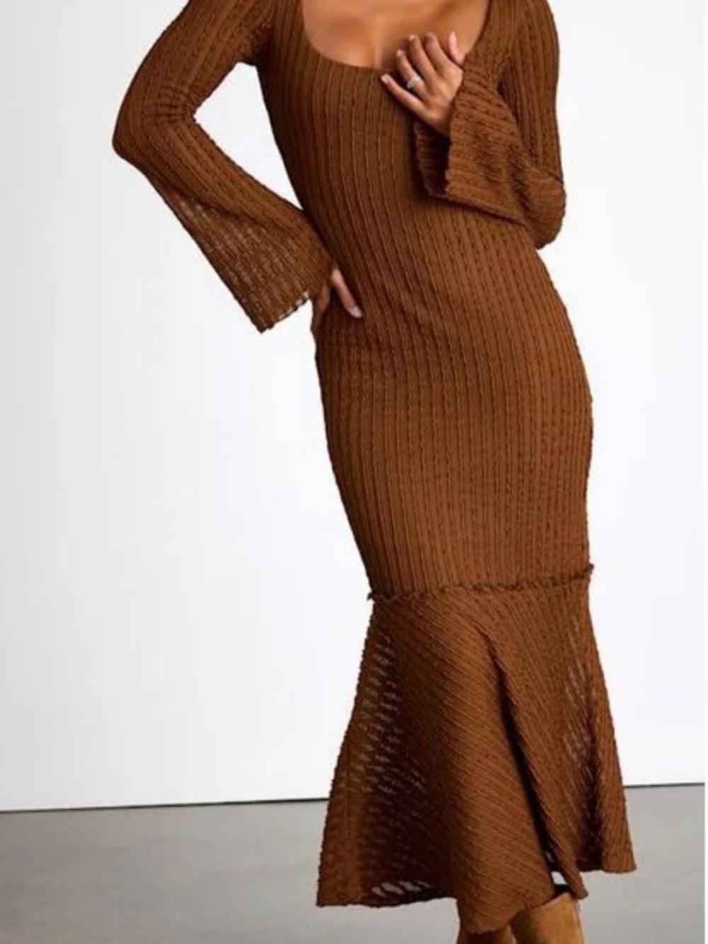 NWT Lulus Maxi Dress Ribbed Knit Scoop Neck